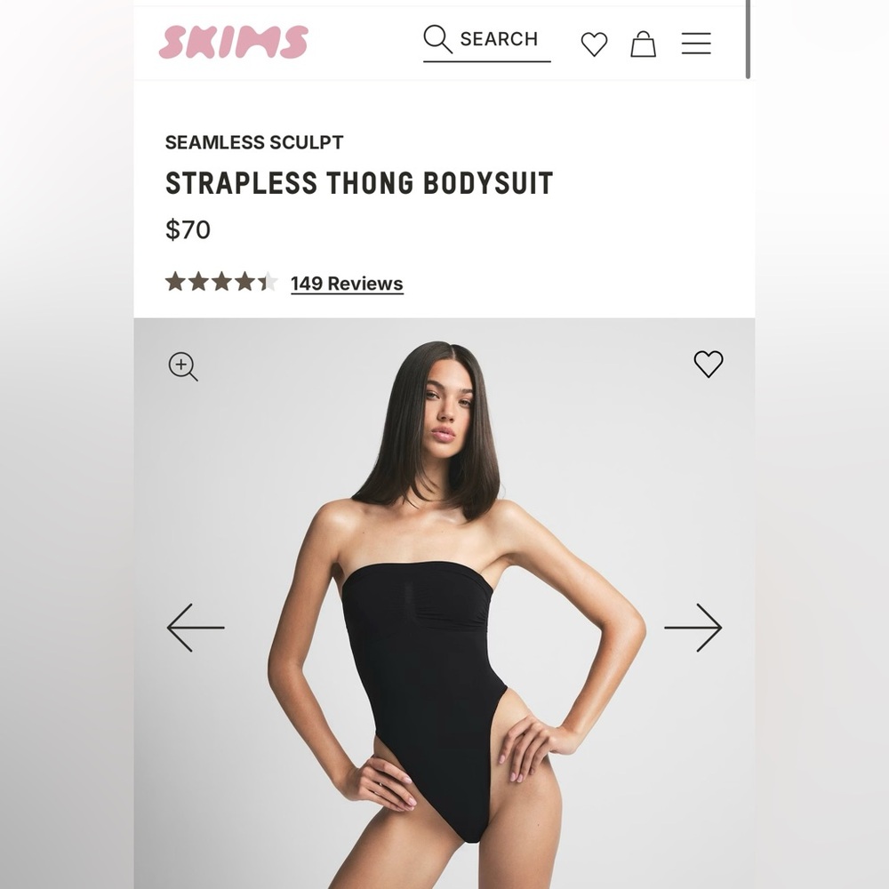 SKIMS- Seamless Sculpt Strapless Thong Body Suit